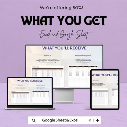Finance Payroll Management Dashboard Template | Payroll Tracker | Employee Salary & Deduction Log | Business HR Spreadsheet