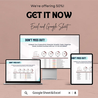 To Do List Planner Sheet - Daily Task Organizer Excel and Google Sheet - Priority Tracker & Scheduling Planner - 2025 Planner Template