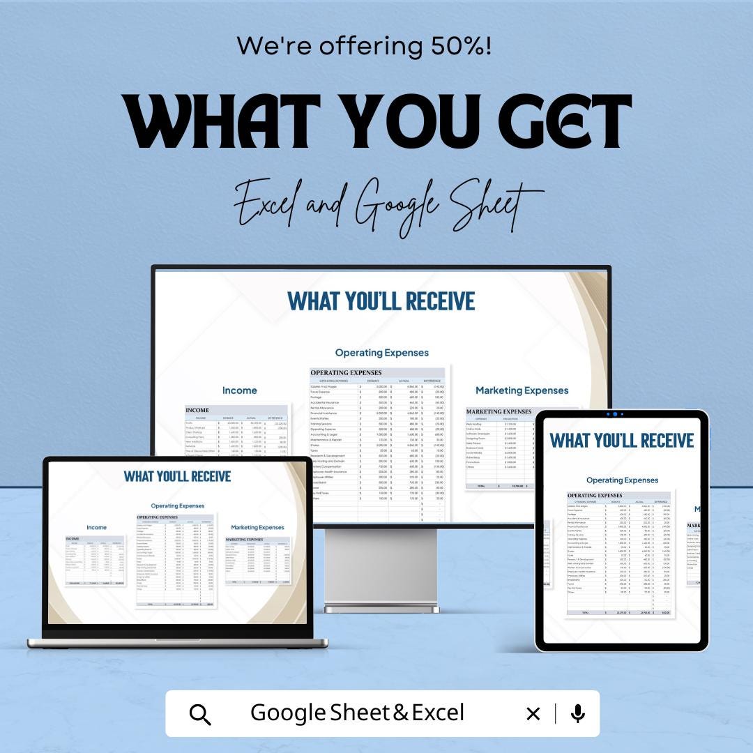 Business Budget Sheet | Editable Excel & Google Sheets Template | Financial Tracker | Income Expense Dashboard | Small Business Planner