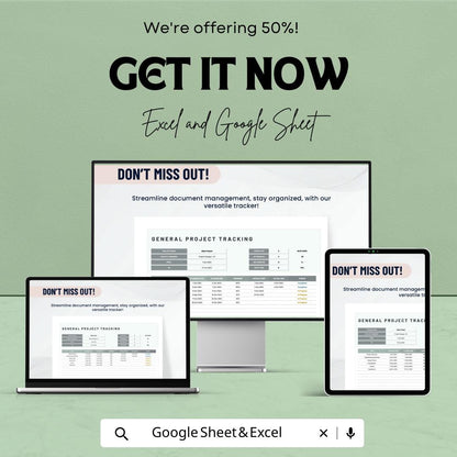 General Project Tracking Template | Project Management Tracker Excel & Google Sheets | Task Progress Dashboard | Project Planner Spreadsheet