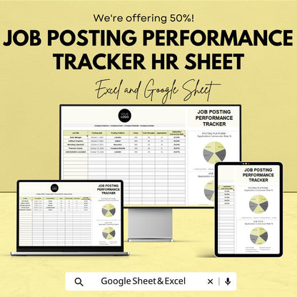 Job Posting Performance Tracker HR Sheet | Excel & Google Sheets | HR Analytics | Recruitment Stats | Instant Download Template