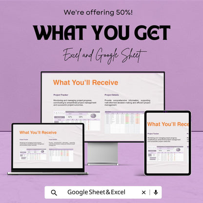 Project Tracker Template | Excel & Google Sheets | Project Management Spreadsheet | Task, Budget and Progress Tracker