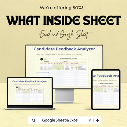Candidate Feedback Analyzer HR Sheet | Google Sheet | HR Recruitment Feedback Template | Candidate Evaluation Tool | Hiring Decision Aid