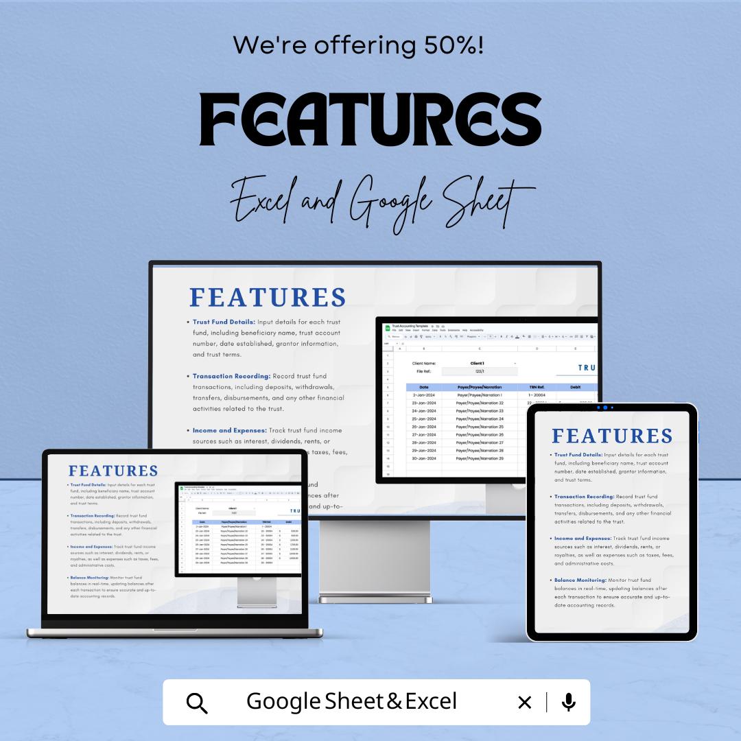 Trust Accounting Sheet | Excel and Google Sheet Template | Trust Ledger for Law Firms, Clients, Finance, Compliance & Transparency