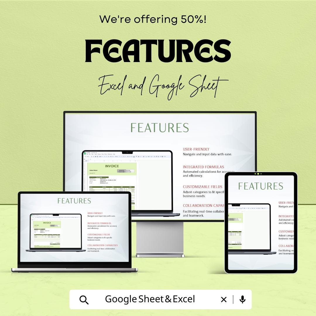 Invoice Sheet for Cleaning Service | Excel & Google Sheets Template | Easy Billing for Cleaners