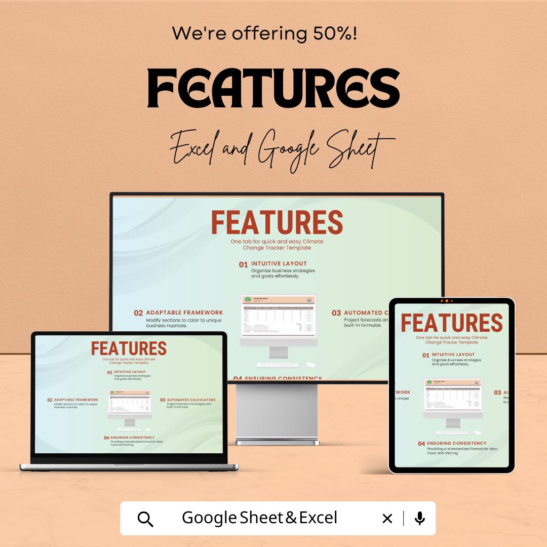 Climate Change Tracker Sheet - Excel & Google Sheet Template for Environmental Impact Monitoring - 50% Off