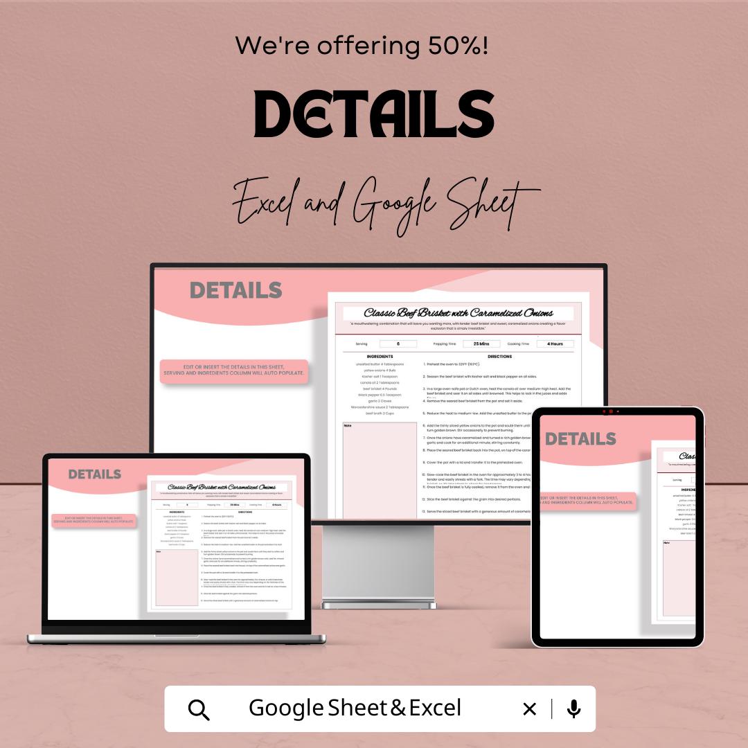 Food Cost Template | Recipe Cost Calculator Spreadsheet | Menu Pricing Tool | Excel & Google Sheets