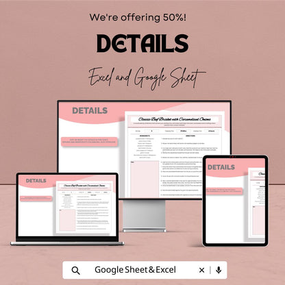Food Cost Template | Recipe Cost Calculator Spreadsheet | Menu Pricing Tool | Excel & Google Sheets