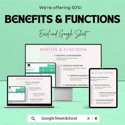 Administration Office Supplies Inventory Template | Excel & Google Sheets | Office Inventory Tracker | Supply Stock Management Spreadsheet