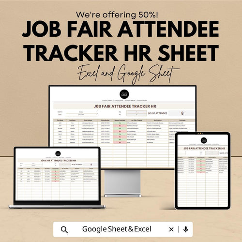 Job Fair Attendee Tracker HR Sheet | Excel & Google Sheets | Event Registration | Candidate Log | HR Spreadsheet | Instant Download