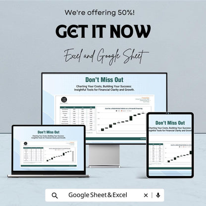 Cost Waterfall Chart Sheet | Excel & Google Sheet | Visualize Your Costs Across Multiple Stages | 50% Off | Instant Download
