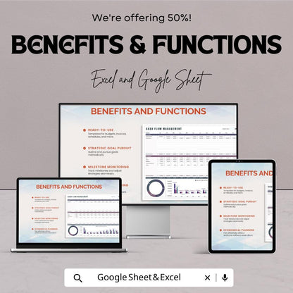 Cash Flow Management Template | Cash Flow Spreadsheet | Business Finance Tracker | Excel & Google Sheets | Cash Inflow Outflow Planner