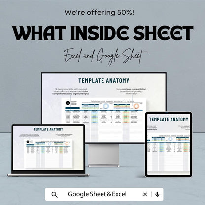 Administration Meeting Resource Allocation Template | Task Management Excel & Google Sheets | Team Resources Planner | Meeting Planner Tool