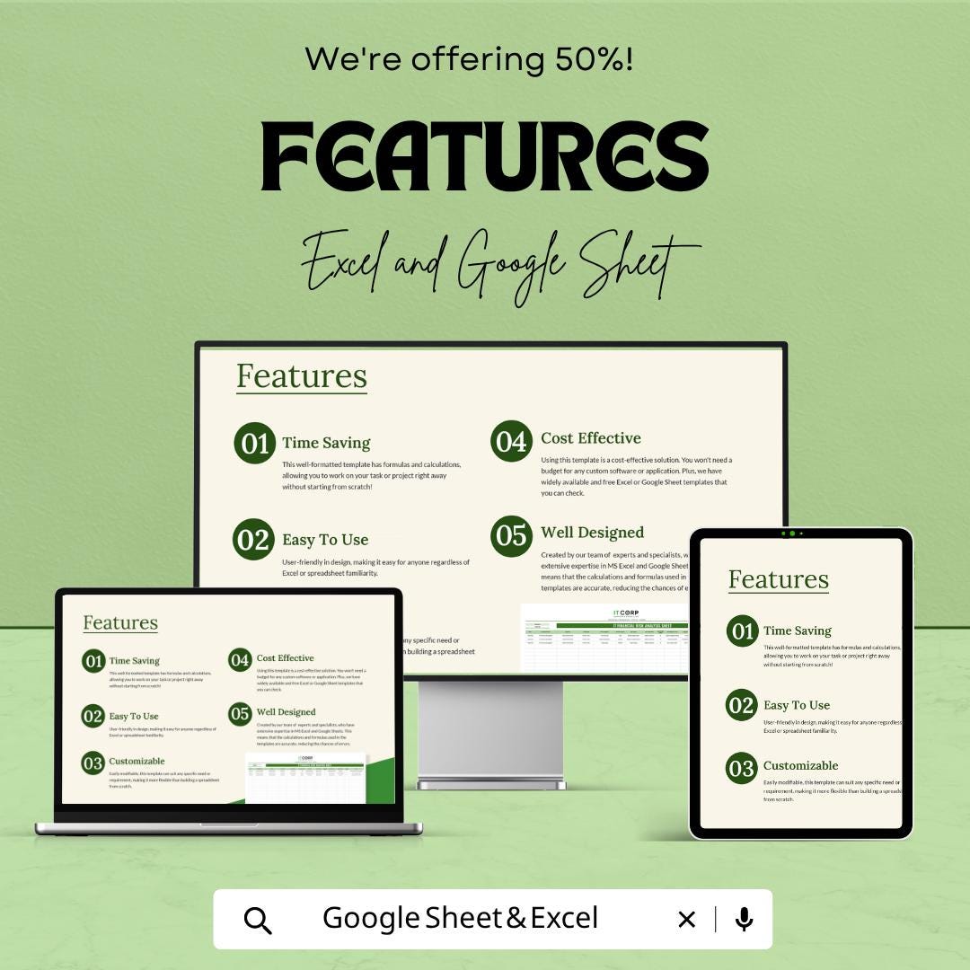 IT Financial Risk Analysis Sheet Template | Risk Assessment Spreadsheet | IT Budget Planning Template | Excel & Google Sheets |