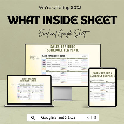 Sales Training Schedule Template | Employee Training Planner | Sales Training Tracker | Staff Training Schedule | Training Plan Template