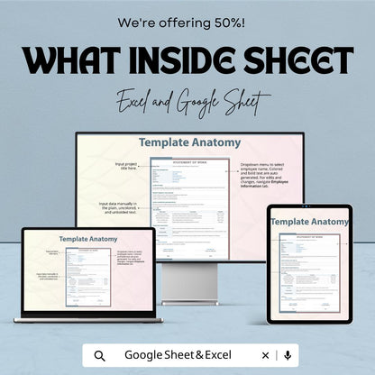 Employee Statement of Work Template, SOW Template Excel, Project Scope Document, Employee Management Sheet