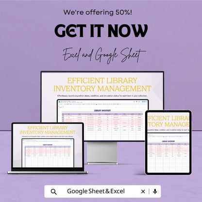 Library Inventory Sheet – Excel & Google Sheets Template for Library Management, Track Books, Acquisitions, and Circulation
