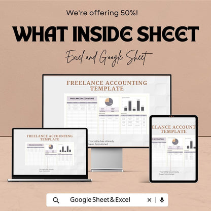 Freelance Accounting Template | Income and Expense Tracker | Budget Planner | Self-Employed Finance Tracker | Instant Download