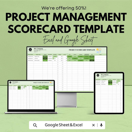 Project Management Scorecard Template | Project Performance Tracker | KPI Scorecard Spreadsheet |  Project Evaluation Tool