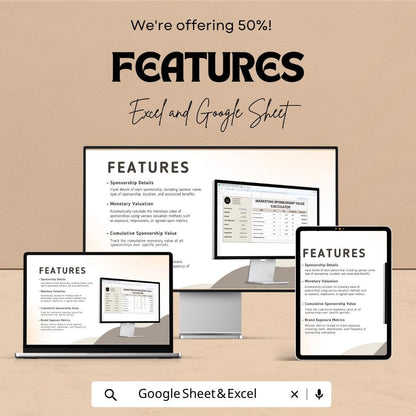 Marketing Sponsorship Value Calculator Template | Sponsorship ROI Calculator | Event Sponsorship Tracker | Marketing Analytics Sheet