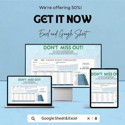 Detailed Finance Budget Forecasting Template | Excel and Google Sheets | Business Financial Planner | Budget Analysis | Revenue & Expense