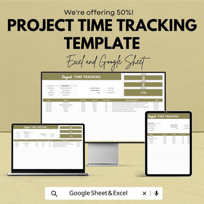 Project Time Tracking Template, Time Log Spreadsheet, Employee Time Tracker, Project Hours Log, Excel & Google Sheets Timesheet