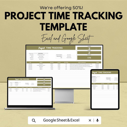 Project Time Tracking Template, Time Log Spreadsheet, Employee Time Tracker, Project Hours Log, Excel & Google Sheets Timesheet