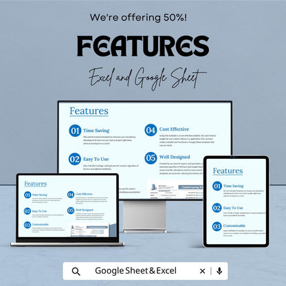 Landscaping Estimate Template | Landscaping Contractor Spreadsheet | Lawn Care Bid Proposal Template | Job Cost Estimate Sheet