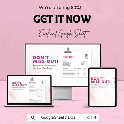 Event Planner Invoice Sheet - Excel & Google Sheets Template - Customizable Invoice Generator for Event Planners