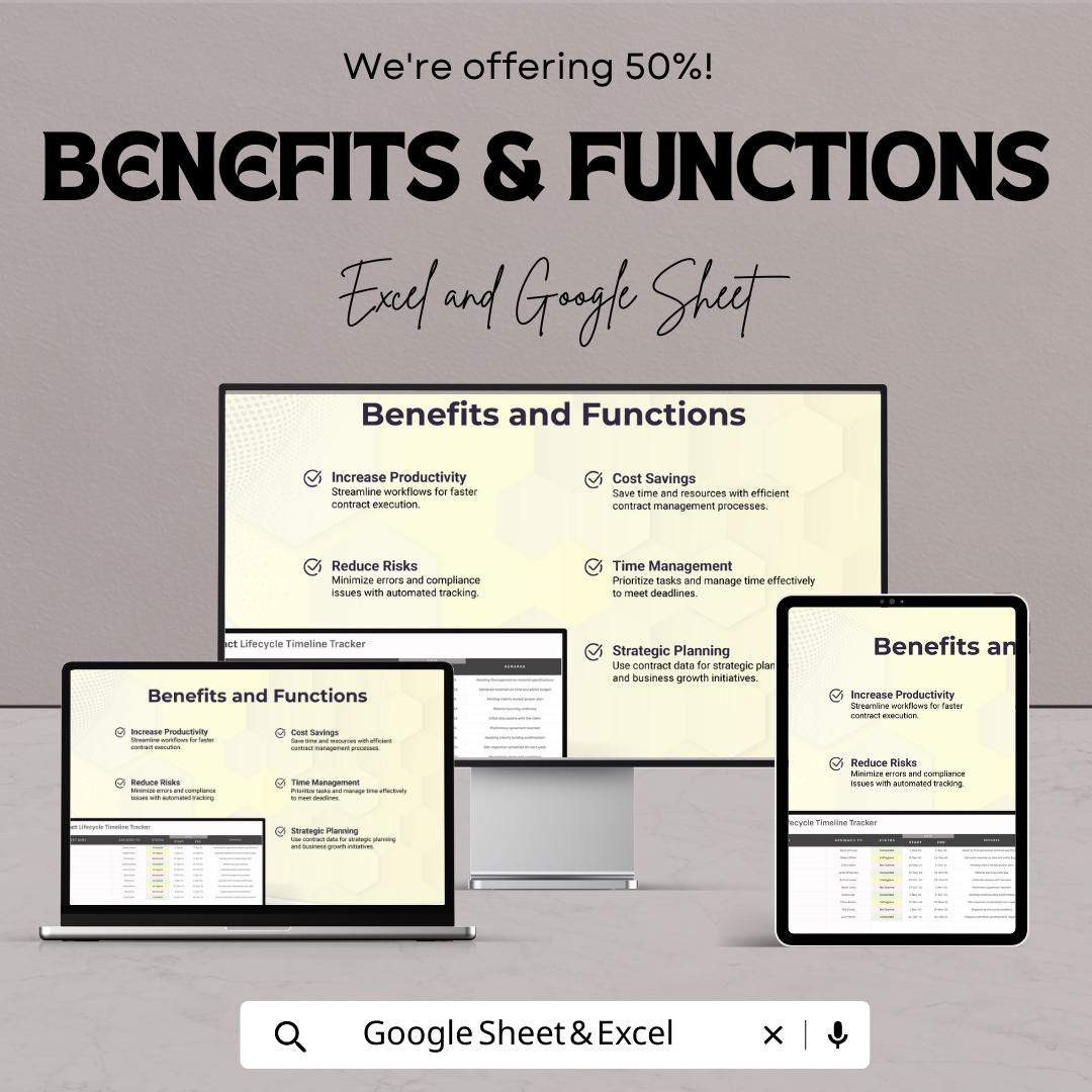 Sales Contract Lifecycle Timeline Tracker Template | Excel & Google Sheets | Contract Management Spreadsheet | Sales Timeline Tracker
