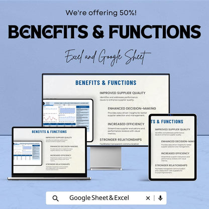 Operations Supplier Performance Dashboard Template | Supplier KPI Tracker | Vendor Management Metrics | Performance Analysis Sheet