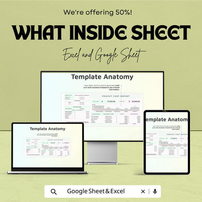 Project Cost Report Template | Budget Tracking Spreadsheet | Expense Management Report | Financial Analysis Dashboard |