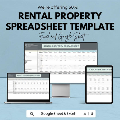 Rental Property Spreadsheet Template, Rental Income Tracker, Landlord Expense Tracker, Real Estate Investment Sheet