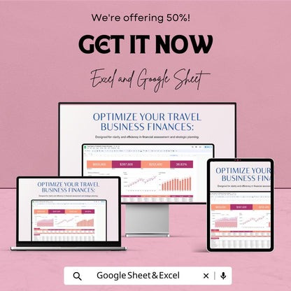 Travel Agency Profitability Analysis Template | Revenue Expense Tracker | Travel Business Finance Dashboard | Excel & Google Sheets