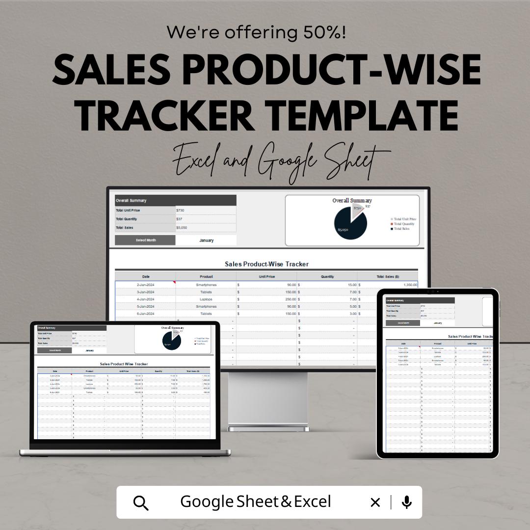Sales Product-Wise Tracker Template | Excel & Google Sheet Sales Tracker | Product Sales Log | Inventory and Profit Tracker | Business Sales