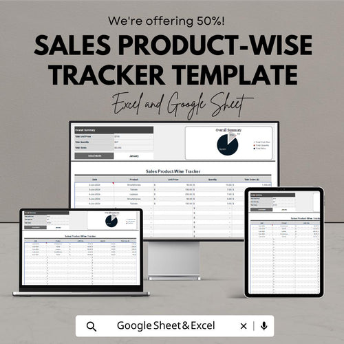 Sales Product-Wise Tracker Template | Excel & Google Sheet Sales Tracker | Product Sales Log | Inventory and Profit Tracker | Business Sales