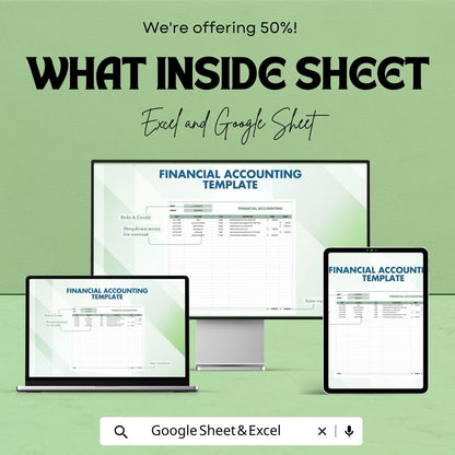 Financial Accounting Template | Excel & Google Sheets | Chart of Accounts | Journal Entry Template | Ledger and Trial Balance Spreadsheet