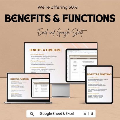 Spot Award Nomination and Approval System HR Template | Employee Recognition Tracker | Excel & Google Sheets HR Tool