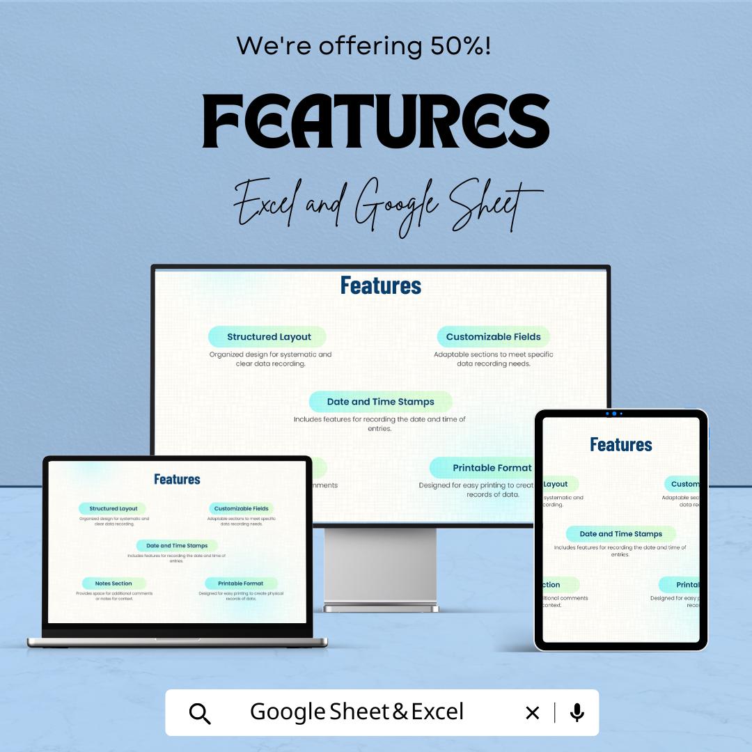 Log Sheet Format – Excel & Google Sheets – Inventory Tracking, Product Management, Data Recording – Customizable Log Template