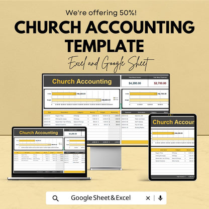 Church Accounting Template | Excel and Google Sheets | Church Finance Tracker | Donation & Expense Log | Ministry Budget Spreadsheet