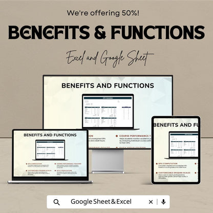 GPA Calculator Sheet | Excel and Google Sheet Template | Track Grades & Calculate GPA | Customizable | Easy to Use