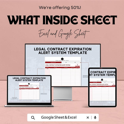 Legal Contract Expiration Tracker, Contract Renewal Alert Template, Law Office Contract Manager