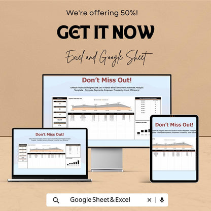 Finance Invoice Payment Timeline Analysis Template,  Accounts Payable Tracker, Cash Flow Analysis, Invoice Tracking Tool