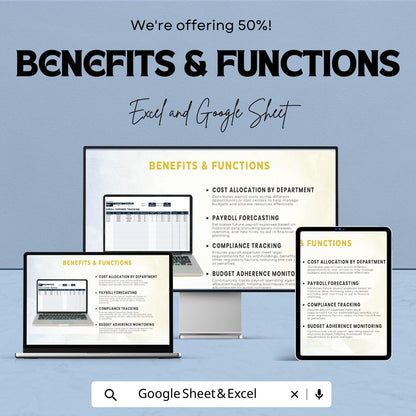 Finance Payroll Expense Tracking Template | Payroll Cost Tracker | Employee Payroll Management | Excel & Google Sheets