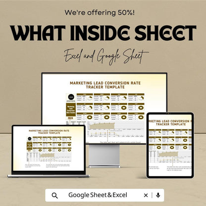 Marketing Lead Conversion Rate Tracker Sheet | Excel & Google Sheets | Lead Metrics Dashboard | CRM Analytics Template