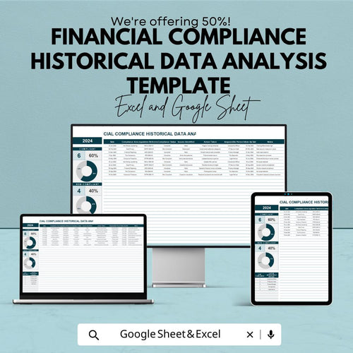 Financial Compliance Historical Data Analysis Template | Audit Review Spreadsheet | Data Monitoring Tool