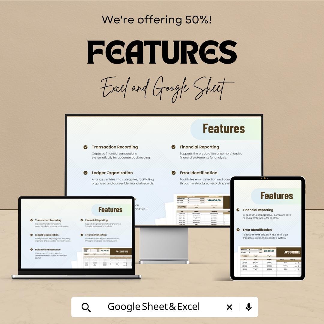 Accounting Sheet – Excel & Google Sheets – Income, Expenses, Balance Sheet – Financial Tracker for Small Business