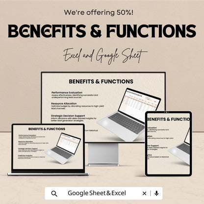 Sales Lead Source ROI Analysis Template | Lead Tracking Spreadsheet | Marketing ROI Calculator | Excel & Google Sheets | ROI Dashboard