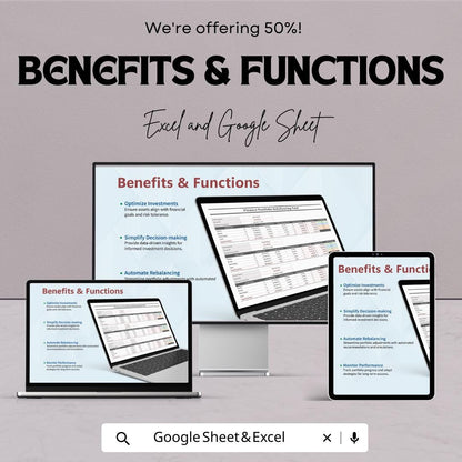 Finance Portfolio Rebalancing Tool Template | Investment Rebalancing Spreadsheet | Asset Allocation Tracker | Excel & Google Sheets