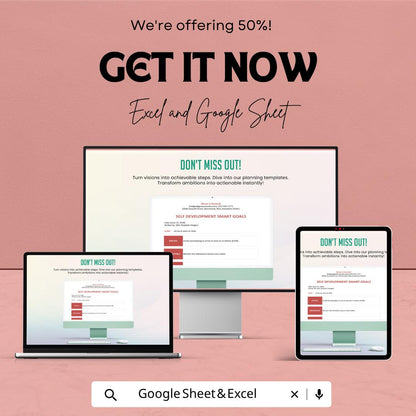 SMART Goals Template Excel & Google Sheets | Self Development Planner | Goal Setting Worksheet | Productivity Tracker | Personal Growth